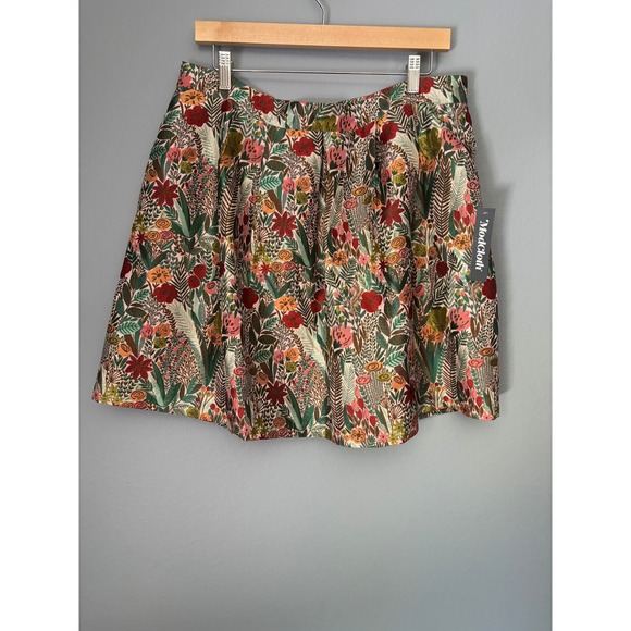 Modcloth Dresses & Skirts - ModCloth Floral Tapestry Pleated Mini Skirt Red Green Whimsical Size 16 NWT Boho
